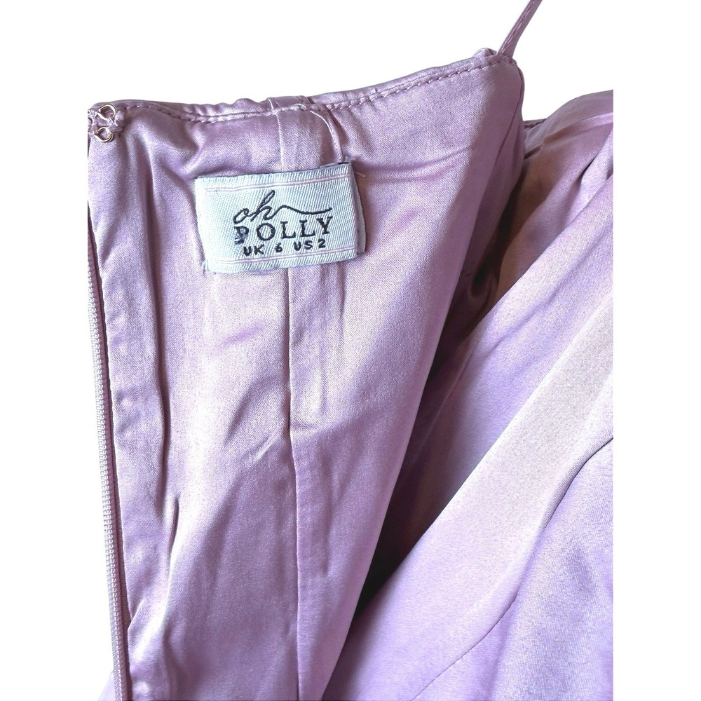 Oh Polly Mauve Pink Satin Corset Lace Up Mini Dress Coquette Fairycore US 2 - Picture 6 of 9